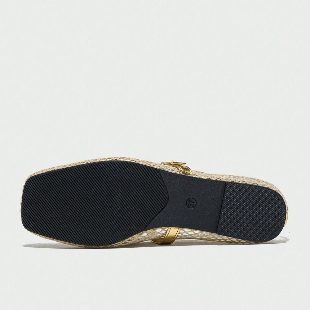 Gold Bohemian Women's Ballet Flats - Picture 6 of 7